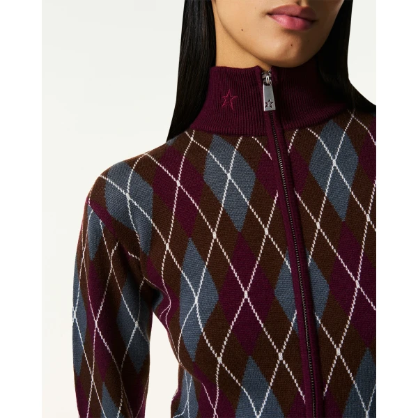 Perfect Moment Merino Wool Argyle Bodysuit in Burgundy, view 5 | Bodysuit | Coveti