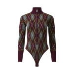Perfect Moment Merino Wool Argyle Bodysuit in Burgundy | Bodysuit | Coveti