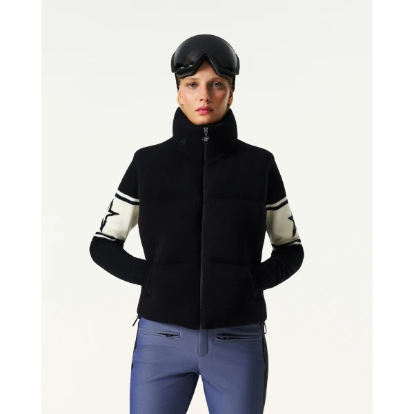 Perfect Moment Merino Wool & Cashmere Down Gilet in Black, view 3 | Vests | Coveti