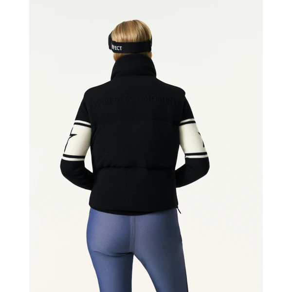 Perfect Moment Merino Wool & Cashmere Down Gilet in Black, view 5 | Vests | Coveti