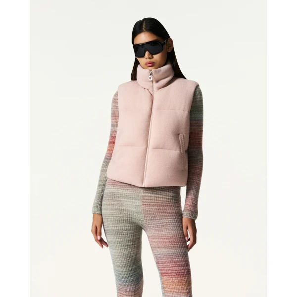 Perfect Moment Merino Wool & Cashmere Down Gilet in Blush, view 3 | Vests | Coveti