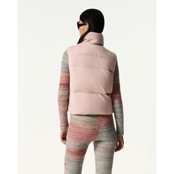 Perfect Moment Merino Wool & Cashmere Down Gilet in Blush, view 4 | Vests | Coveti