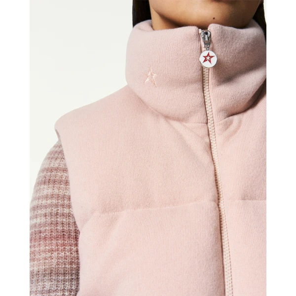 Perfect Moment Merino Wool & Cashmere Down Gilet in Blush, view 5 | Vests | Coveti