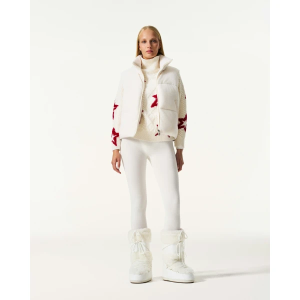 Perfect Moment Merino Wool & Cashmere Down Gilet in Nature White, view 2 | Vests | Coveti