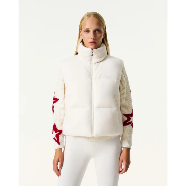Perfect Moment Merino Wool & Cashmere Down Gilet in Nature White, view 3 | Vests | Coveti