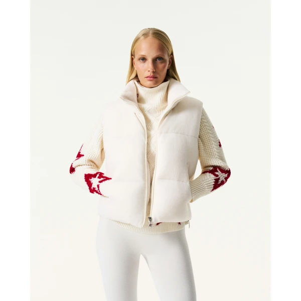Perfect Moment Merino Wool & Cashmere Down Gilet in Nature White, view 4 | Vests | Coveti