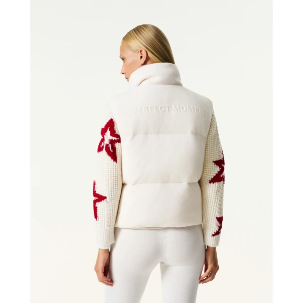 Perfect Moment Merino Wool & Cashmere Down Gilet in Nature White, view 5 | Vests | Coveti