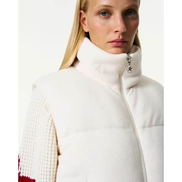 Perfect Moment Merino Wool & Cashmere Down Gilet in Nature White, view 6 | Vests | Coveti