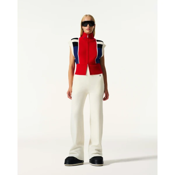 Perfect Moment Merino Wool Racer Gilet in Red, view 2 | Vests | Coveti