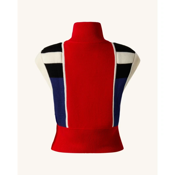 Perfect Moment Merino Wool Racer Gilet in Red, view 6 | Vests | Coveti