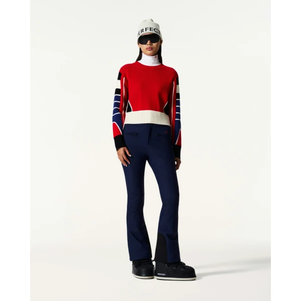 Perfect Moment Merino Wool Racer Sweater in Red, view 2 | Sweaters | Coveti