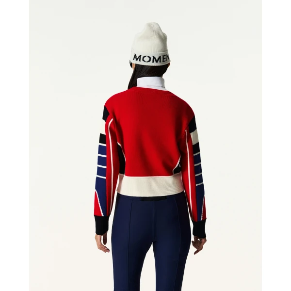 Perfect Moment Merino Wool Racer Sweater in Red, view 4 | Sweaters | Coveti