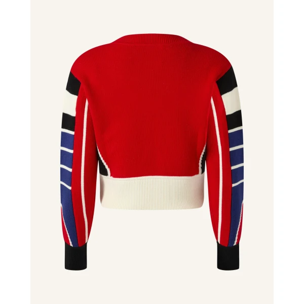 Perfect Moment Merino Wool Racer Sweater in Red, view 5 | Sweaters | Coveti