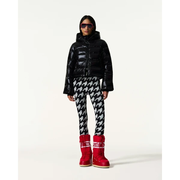 Perfect Moment Metallic Polar Flare Down Jacket in Shiny Black, view 2 | Jackets | Coveti