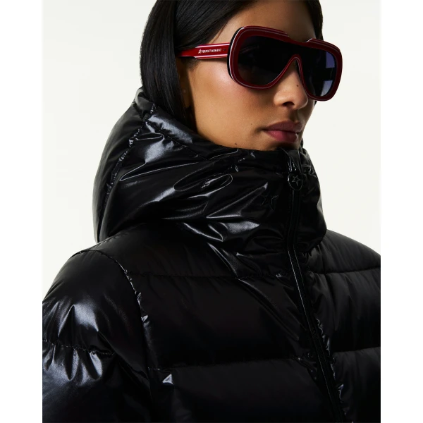 Perfect Moment Metallic Polar Flare Down Jacket in Shiny Black, view 5 | Jackets | Coveti