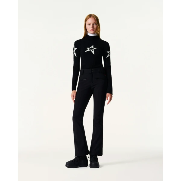 Perfect Moment Mid-Rise Aurora Flare Ski Pant in Black, view 2 | Pants | Coveti