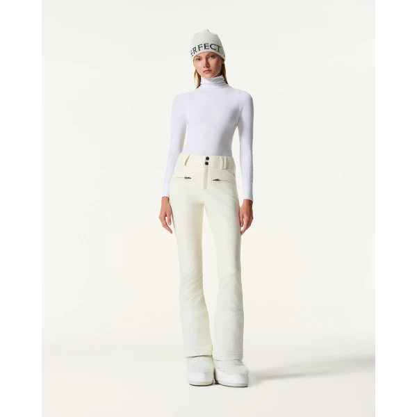 Perfect Moment Mid-Rise Aurora Flare Ski Pant in Snow White, view 2 | Pants | Coveti