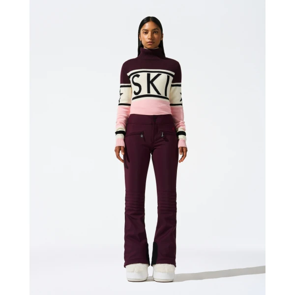 Perfect Moment Mid-Rise Aurora Ski Pant in Burgundy, view 4 | Pants | Coveti