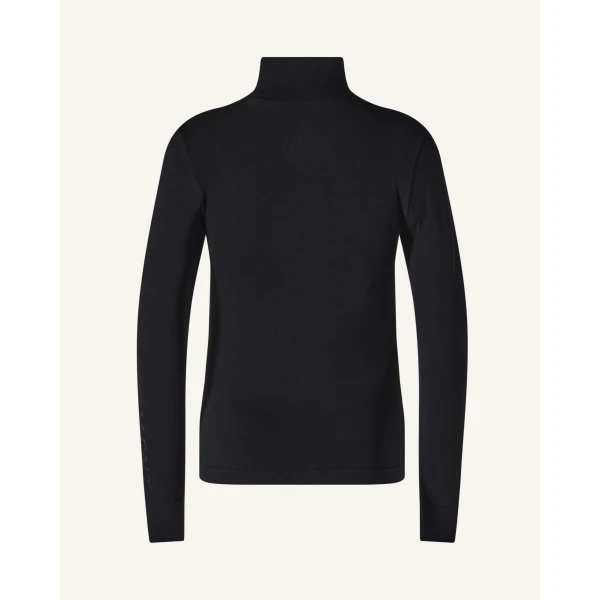 Perfect Moment Modal & Cashmere Blend Base Layer Top in Black, view 2 | Long Sleeve | Coveti