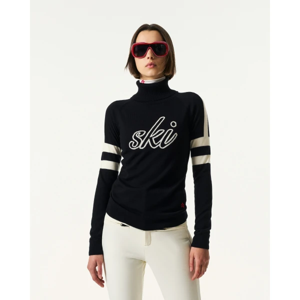 Perfect Moment Neve Merino Wool Sweater in Navy, view 3 | Sweaters | Coveti