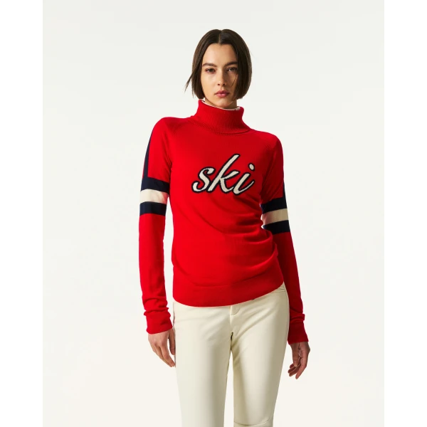 Perfect Moment Neve Merino Wool Sweater in Red, view 3 | Sweaters | Coveti