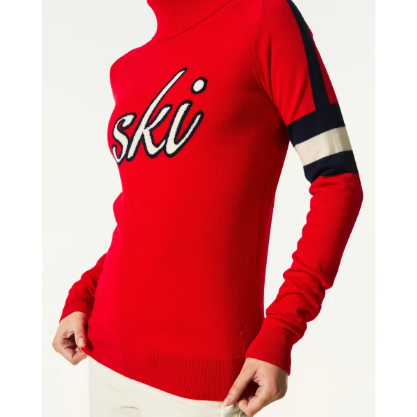 Perfect Moment Neve Merino Wool Sweater in Red, view 5 | Sweaters | Coveti