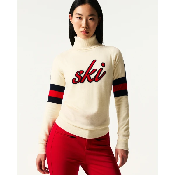 Perfect Moment Neve Merino Wool Sweater in White, view 3 | Sweaters | Coveti