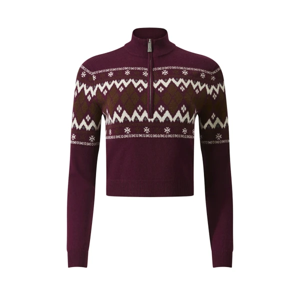 Perfect Moment Nordic Merino Wool Half-Zip in Burgundy | Sweaters | Coveti