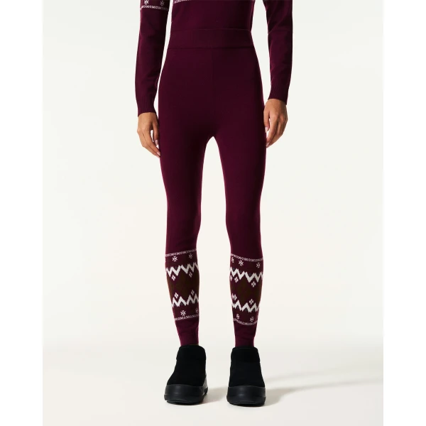 Perfect Moment Nordic Merino Wool Legging in Burgundy, view 3 | Leggings | Coveti
