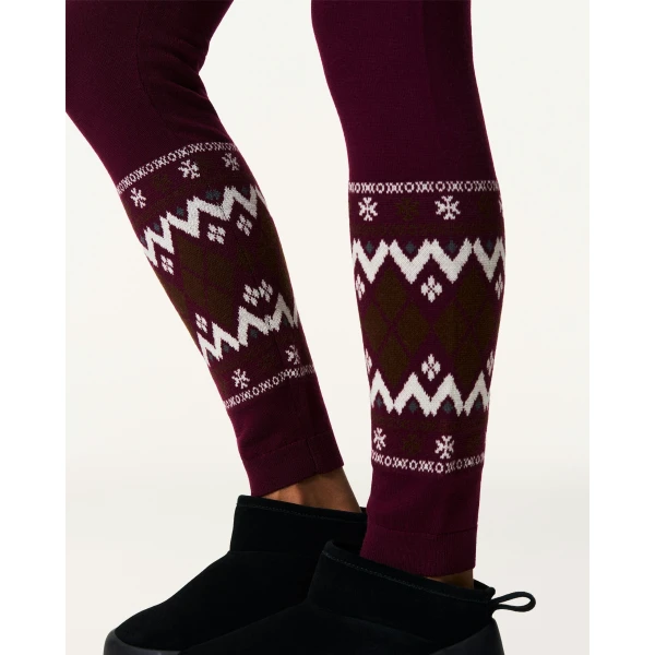 Perfect Moment Nordic Merino Wool Legging in Burgundy, view 4 | Leggings | Coveti