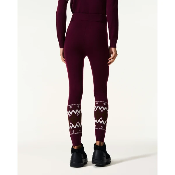 Perfect Moment Nordic Merino Wool Legging in Burgundy, view 5 | Leggings | Coveti