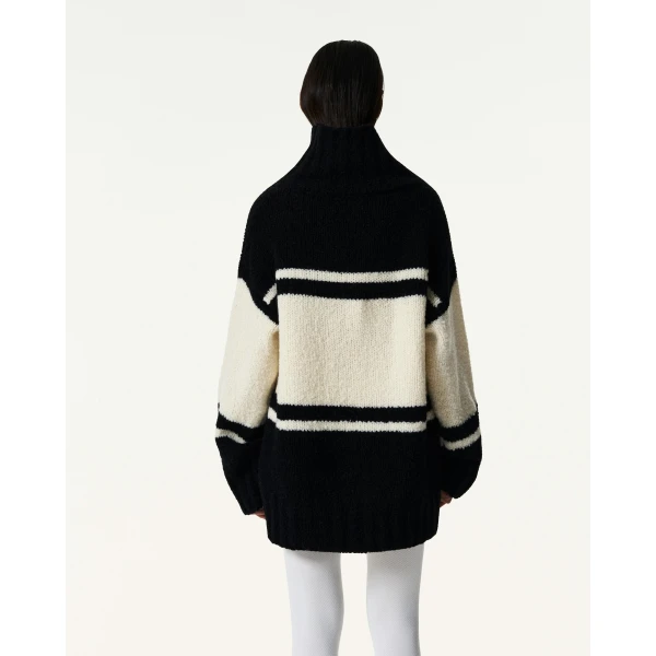 Perfect Moment Oversized Apres Wool Knit Sweater in Black, view 4 | Sweaters | Coveti
