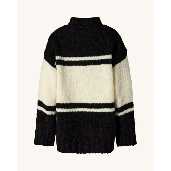 Perfect Moment Oversized Apres Wool Knit Sweater in Black, view 6 | Sweaters | Coveti