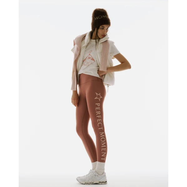 Perfect Moment Perfect Moment Logo Leggings in Blush, view 2 | Leggings | Coveti