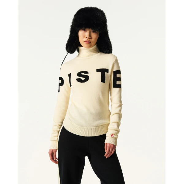 Perfect Moment Piste Merino Wool Sweater in Snow White, view 2 | Sweaters | Coveti