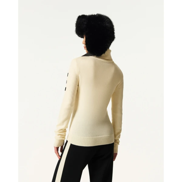 Perfect Moment Piste Merino Wool Sweater in Snow White, view 3 | Sweaters | Coveti