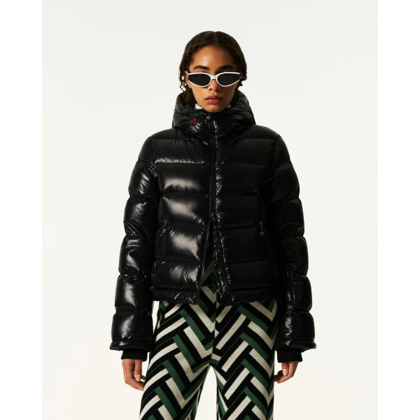 Perfect Moment Polar Flare Down Jacket in Black Cire, view 3 | Jackets | Coveti