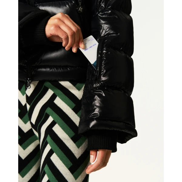 Perfect Moment Polar Flare Down Jacket in Black Cire, view 5 | Jackets | Coveti