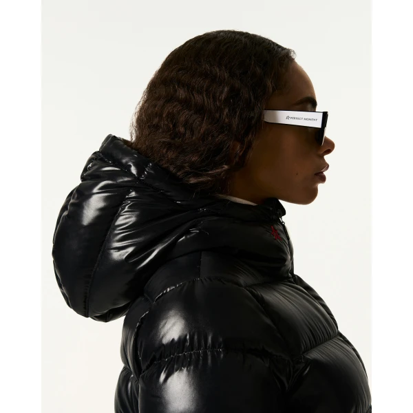 Perfect Moment Polar Flare Down Jacket in Black Cire, view 6 | Jackets | Coveti