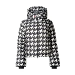 Perfect Moment Polar Flare Down Jacket in Black and Snow White Houndstooth | Jackets | Coveti