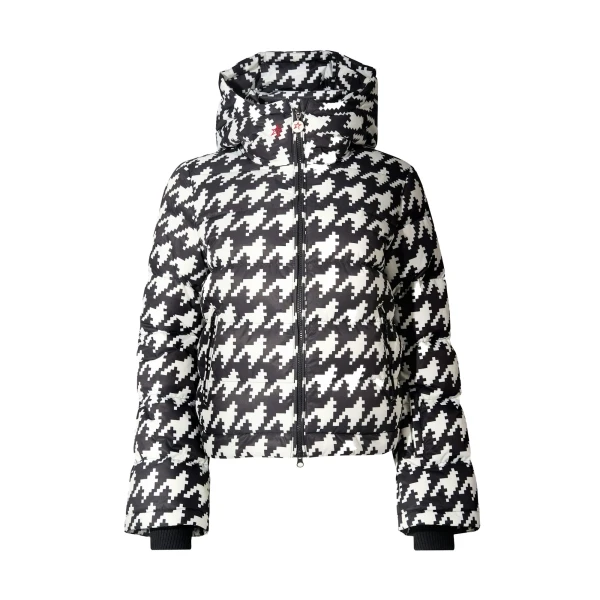 Polar Flare Down Jacket in Black and Snow White Houndstooth