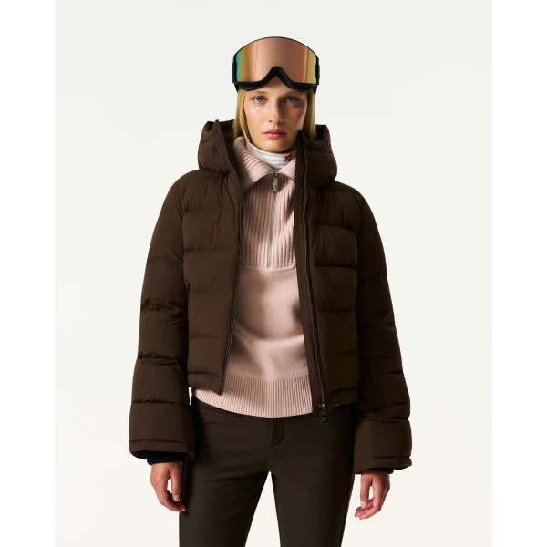 Perfect Moment Polar Flare Down Jacket in Brown, view 4 | Jackets | Coveti
