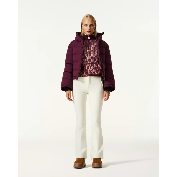 Perfect Moment Polar Flare Down Jacket in Burgundy, view 2 | Jackets | Coveti