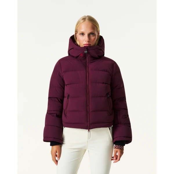 Perfect Moment Polar Flare Down Jacket in Burgundy, view 3 | Jackets | Coveti