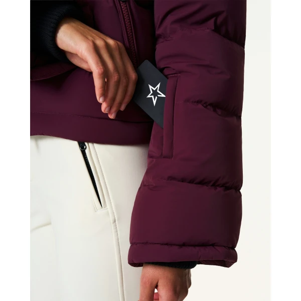 Perfect Moment Polar Flare Down Jacket in Burgundy, view 6 | Jackets | Coveti