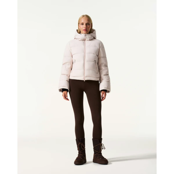 Perfect Moment Polar Flare Down Jacket in Oyster Pink, view 2 | Jackets | Coveti