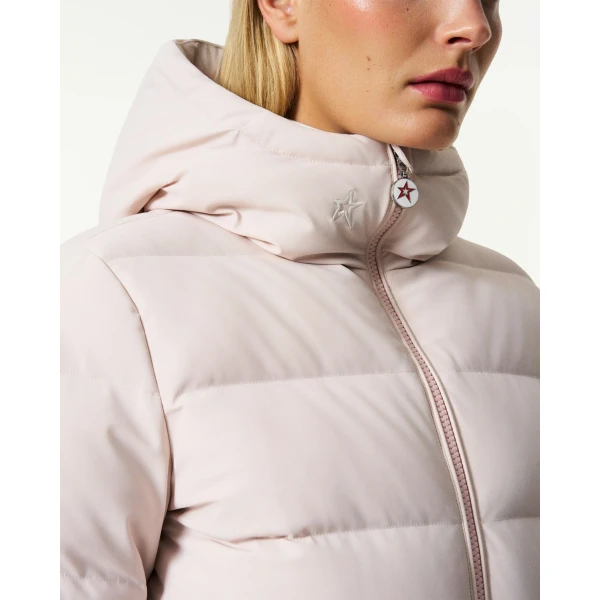 Perfect Moment Polar Flare Down Jacket in Oyster Pink, view 5 | Jackets | Coveti