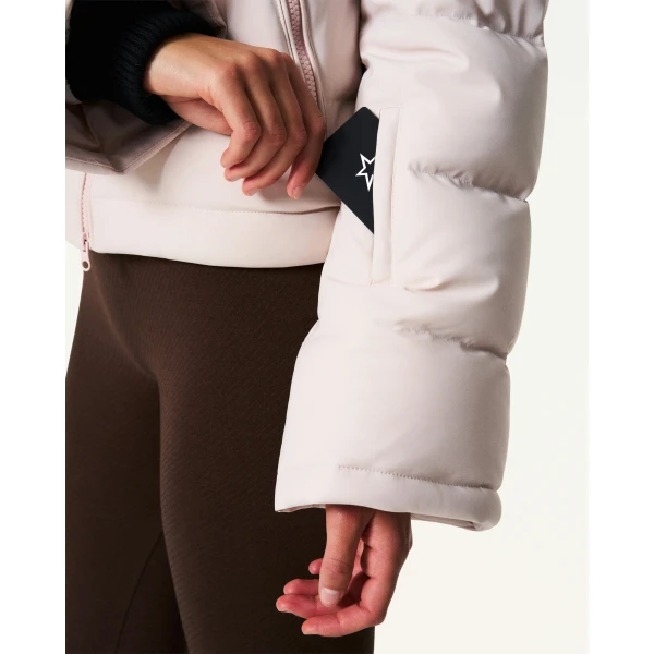 Perfect Moment Polar Flare Down Jacket in Oyster Pink, view 6 | Jackets | Coveti