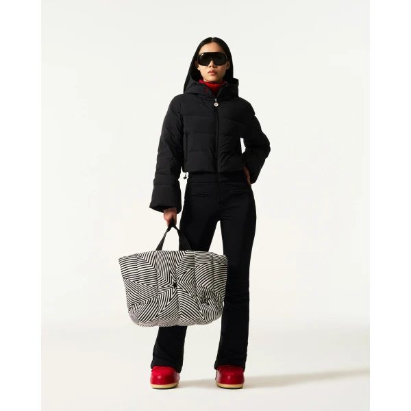 Perfect Moment Polar Flare Down Ski Suit in Black, view 3 | Jumpsuit | Coveti
