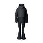 Perfect Moment Polar Flare Down Ski Suit in Black | Jumpsuit | Coveti